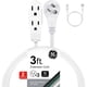 thumbnail image 1 of Cable de extensión GE de 3 salidas, 1 m, calibre 16, certificado UL, paquete de 2 unidades, blanco, 1 of 5