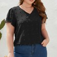 thumbnail image 5 of Wycnly Womens Blouses and Tops Dressy Going out Casual Lightweight Chiffon Jacquard Plus Size Tunic Shirts Summer Solid V-Neck Short Sleeve Cute Tees Tops Black XXXXL, 5 of 7