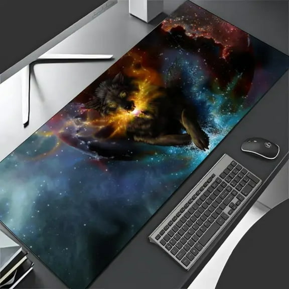 Pre-Owned YNGYFEA lupus Mouse Pad Large Gaming Pad XXL Desk Mat Non Slip Double Sided PU Game Mouse Computer Leather Keyboard Mat