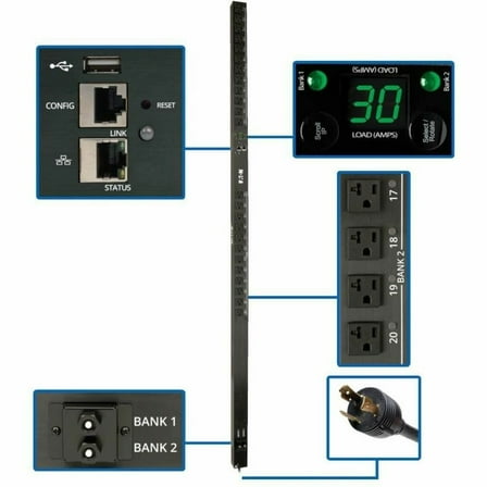 Tripp Lite PDU Switched 2.9kW 120V 24 5-15/20R LX Platform Interface 0U TAA (pdumv30netlx)