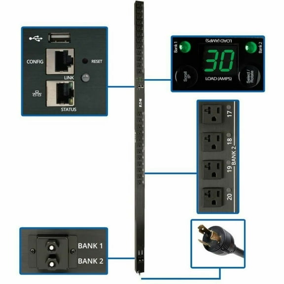Tripp Lite PDU Switched 2.9kW 120V 24 5-15/20R LX Platform Interface 0U TAA (pdumv30netlx)