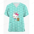 thumbnail image 4 of Camiseta de enfermería con estampado de Hello Kitty, camisetas informales de manga corta con cuello en V y bolsillo, uniformes de enfermería para mujer, ropa de enfermería para mujer, talla 5XL, 4 of 4