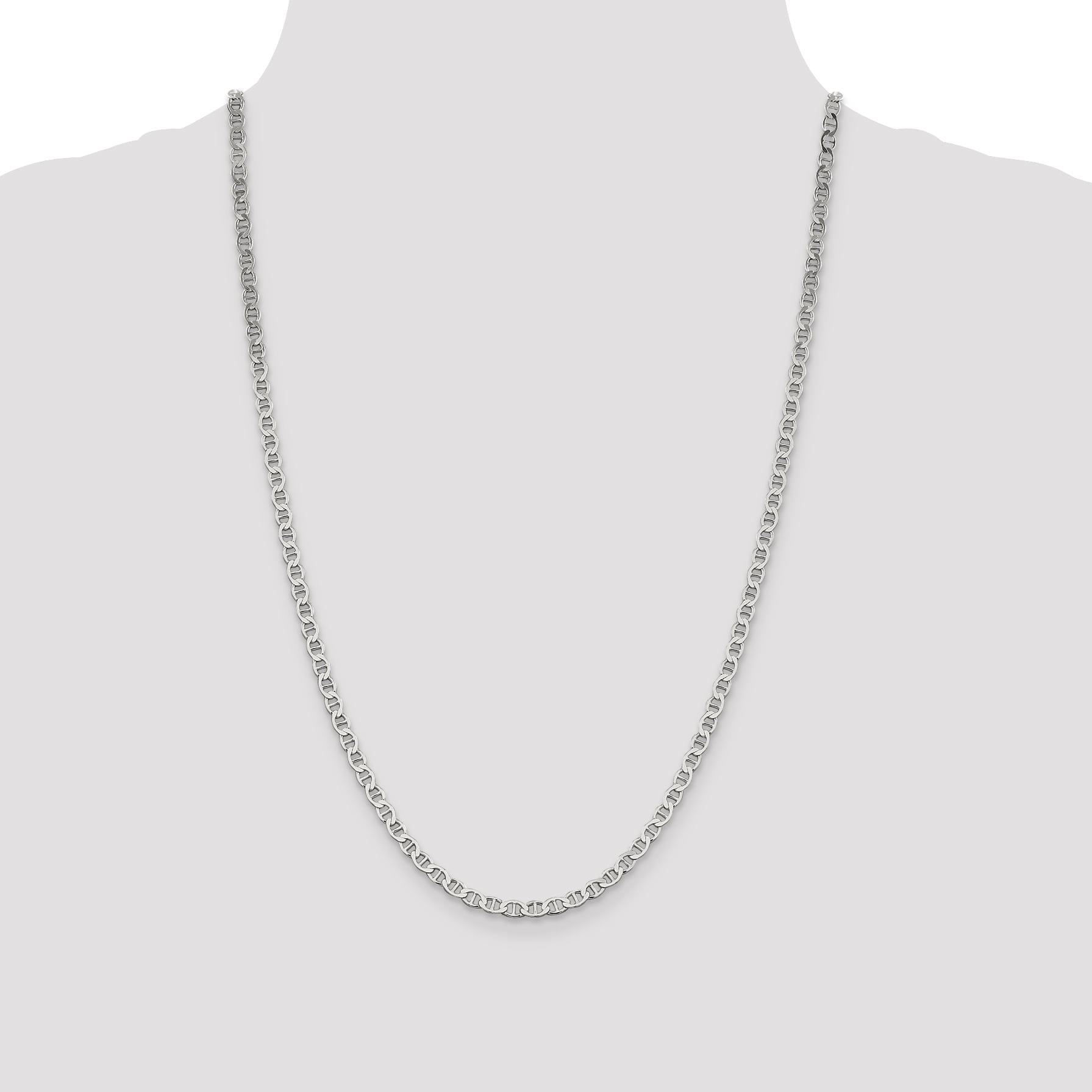 Primal Silver Sterling Silver 4mm Polished Flat Anchor Chain Anklet