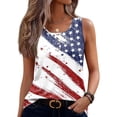 thumbnail image 2 of 250th Anniversary Tank Top for Women 1776-2026 - Patriotic Vintage USA Flag Button Detail Square Neck Sleeveless Tee - Patriotic Graphic Casual Summer Top White L, 2 of 6