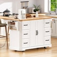 thumbnail image 3 of Harper & Bright Designs Kitchen Island with Drop Leaf and Wheels, Kitchen Storage Cart with Drawers and Storage Rack, Rolling Kitchen Island with Power Outlet, White, 3 of 18