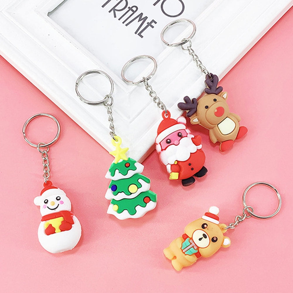 Christmas Keychain Pendant Gift Bag Small Car Key Ornament Creative PVC Silicone 