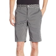 IZOD NEW Black Mens Size 30 Gingham Print Stretch Straight-Fit Shorts