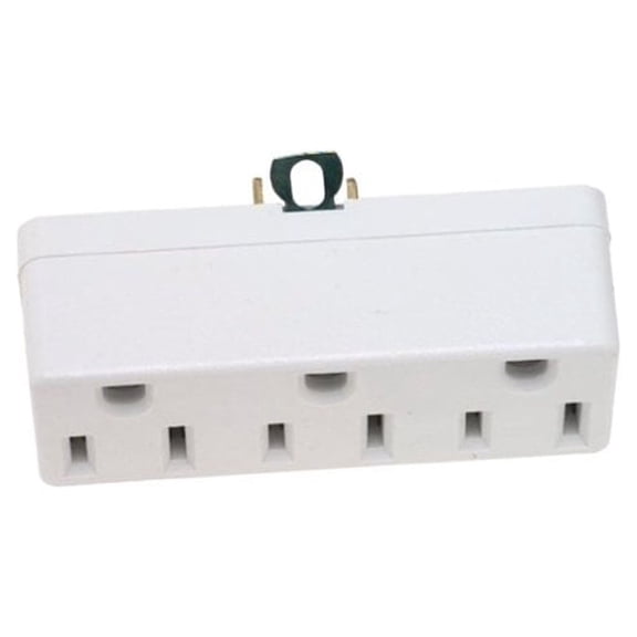 Leviton Triple Outlet Adapter 698-W - 15 Amp 125 Volt Grounding - White