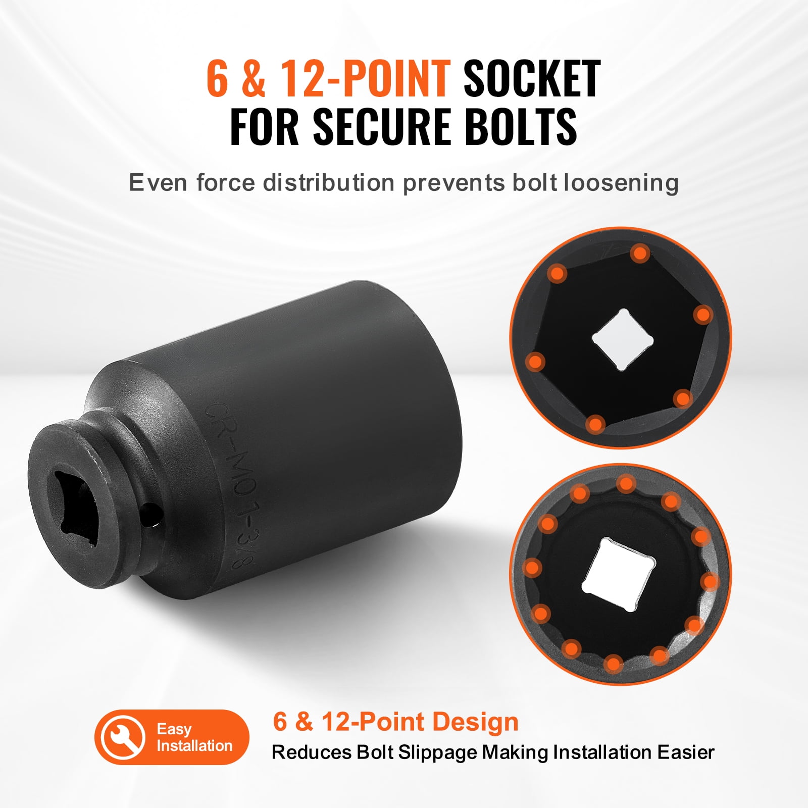 VEVOR Axle Nut Impact Socket Set, 1/2" Drive Deep 6+12-Point 14-Piece Metric Spindle Nut Socket Set, CR-V Heat Treated Large Socket Set with Storage Case, Auto Repair,Removing or Installing Axle Nuts