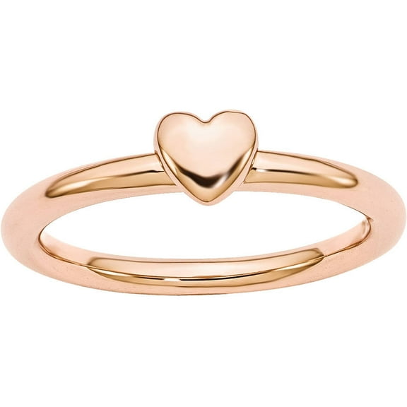 Sterling Silver Pink-Plated Puffed Heart Ring