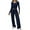 Navy, variant on Bloomae Women's 2 Piece Matching Lounge Sets Fall Fashion Outfits Henley Neck Baisc Athletic Shirts Top Loose Comfy Drawstring Wide Leg Pants Sweat Suits Black XXL