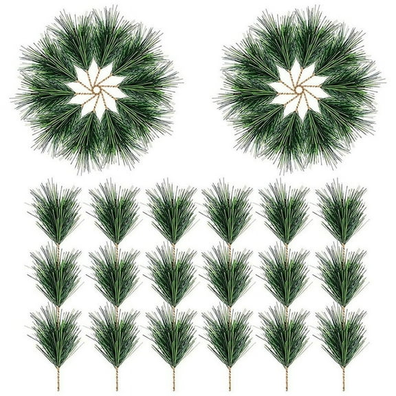 60 PC Artificial Green Pine Needles Branches-Small Pine Twigs Stems Picks- Greenery Pine Picks for Christmas Garland