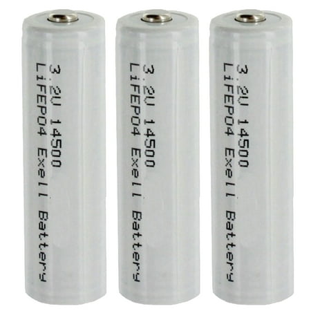 (3-PACK) 3.2V 500mAh AA 14500 LiFePO4 Rechargeable Batteries Replace 30228