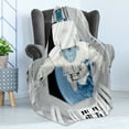 thumbnail image 4 of Outer Space Soft Flannel Fleece Throw Blanket, Astronaut Inside Spaceship Cosmic Journey Celestial World Universe Theme, Cozy Plush for Indoor and Outdoor Use, 60" x 80", White and Blue, by Ambesonne, 4 of 5