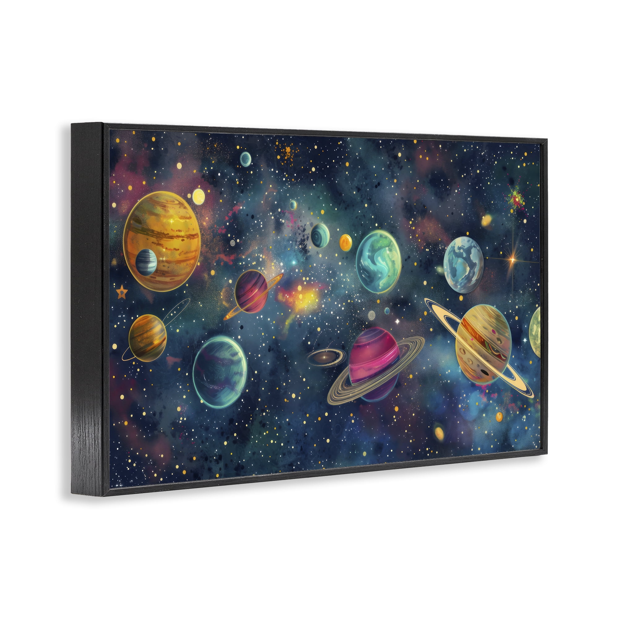 Stupell Industries Celestial Planetary Parade Black Framed Giclee Art, design by Creative Studio