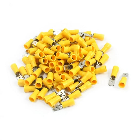 100Pcs 12-10 AWG MDD5-250 Yellow Sleeve Insulated Cable Terminals Crimp