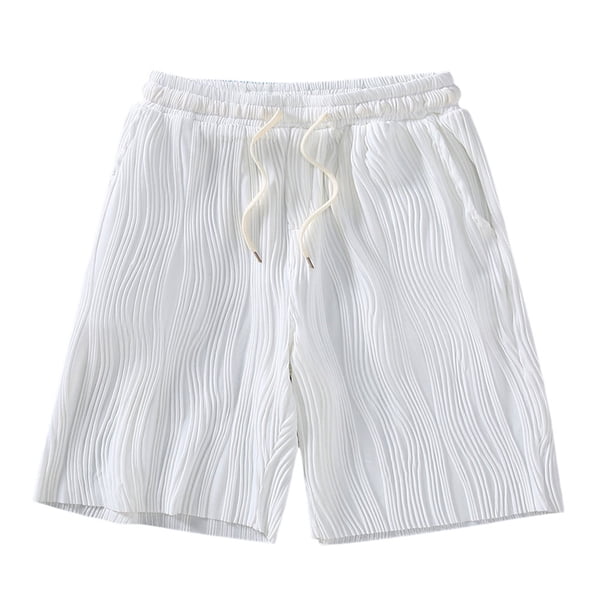 Qarigey Pantalones de encaje de hielo, pantalones cortos holgados, lavables, transpirables, con cierre de piel, Unisex, moda para correr, Prendas para la parte inferior del cuerpo Blanco 4XL