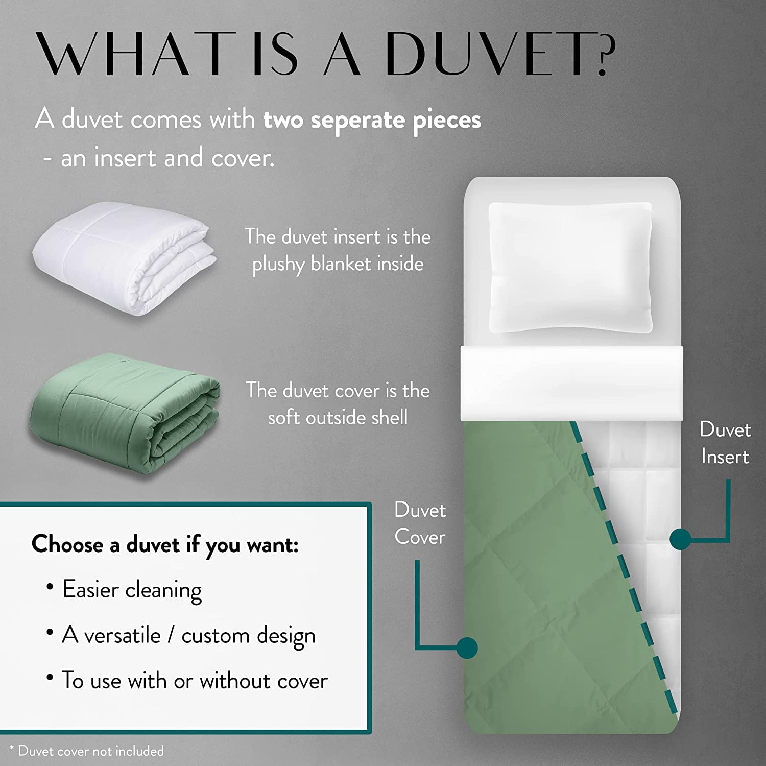 Danjor Linens Duvet Insert - California King Size Bed - Microfiber, White
