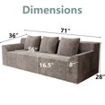 thumbnail image 2 of LUCKHAO 71" Loveseat Sofa, Corduroy Cloud Couch Boneless Sofa with Tilted Armrests, , 2-Seater Sofa with Throw Pillows, Upholstered Deep Seat, No Assembly Required, Camel, 2 of 7