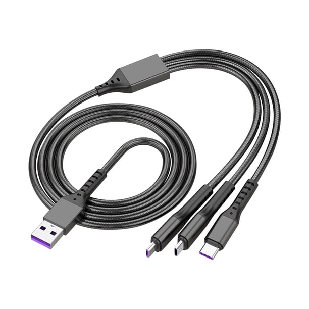 XWSHYW Accesorios para Teléfonos Móviles Carga Superrápida, Un Arrastre, Tres Datos, Red de Pesca, Alambre Tejido, Tres En Uno, Cable de Datos 1,2 M