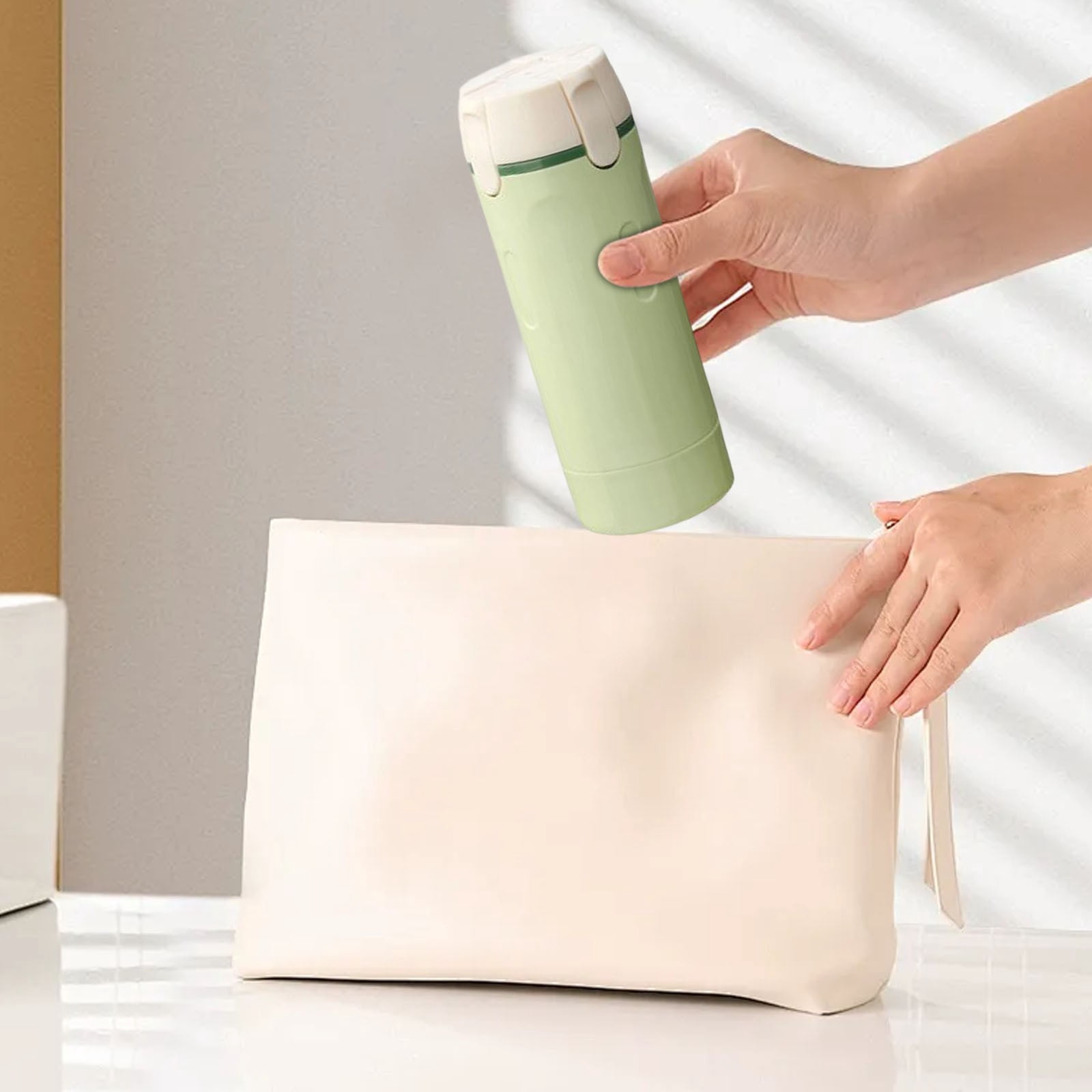 Four in One Travel Bottle Set, Green, Press-Type Dispenser for Shampoo Conditioner Body Wash Lotion, Leak-Proof Portable Toiletry Containers for Carry on Luggage (3 Pcs)