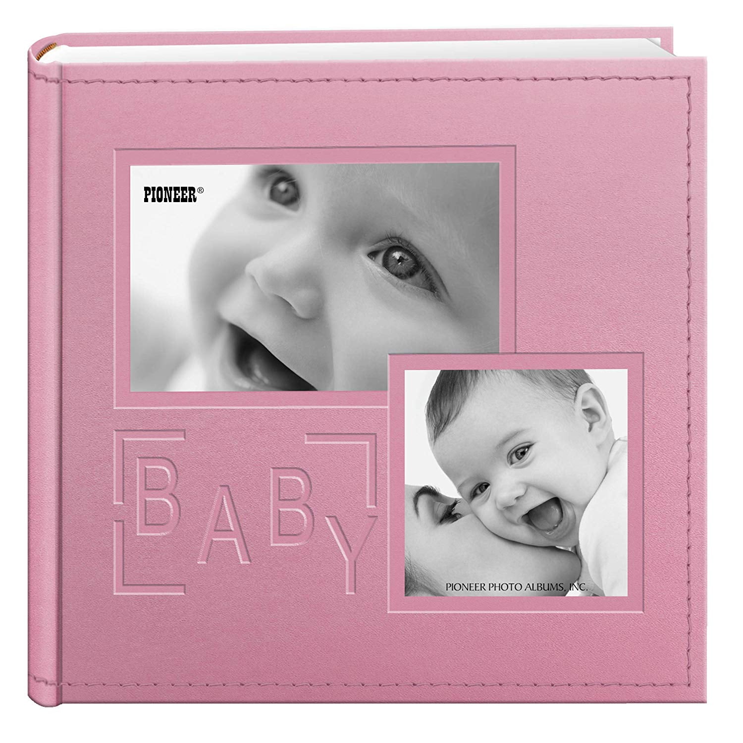 Pink Pioneer Metal Button Photo Sewn Leatherette Cover Brag Album 