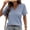 Blue, variant on SEMPAI Women's Casual V Neck Short Sleeve Waffle Knit Lace Patchwork Shirts Summer Loose Basic Tunic Tops Tee Blouses