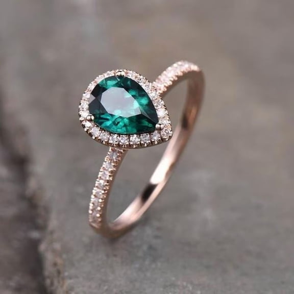 Emerald Stackable Band Ring Wedding Engagement Ring Halo Ring 925 Sterling Silver Rose Gold Plated Gemstone Jewelry For Women Gift
