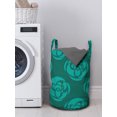 thumbnail image 3 of Floral Laundry Bag, Flowers Silhouettes Modern Dreamy Blossoms Interpretation, Hamper Basket with Handles Drawstring Closure for Laundromats, 13" x 19", Dark Teal Seafoam, by Ambesonne, 3 of 4