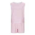 thumbnail image 5 of CheerKidz Two Piece Sets for Women Summer Stripe Print Matching Home Shorts Set Tank Tops and Biker Shorts Drawstring Elastic Waist Homewear Outfits(Pink,S), 5 of 7