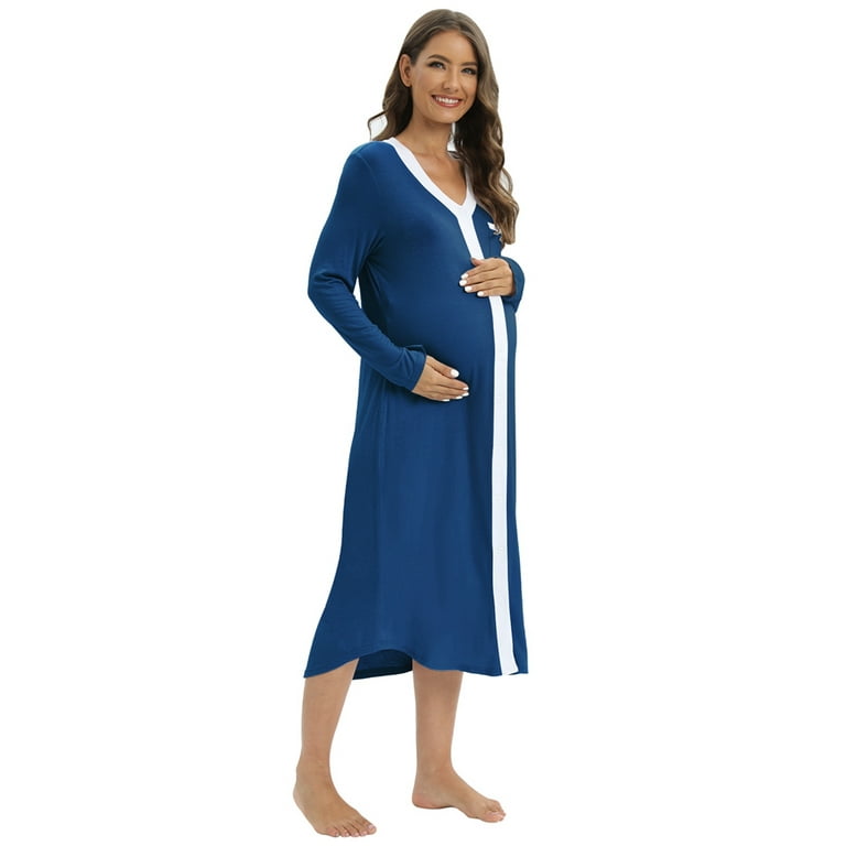 Maternity Nursing Nightdress - Women's Nightgown Long Sleepshirts Long  Sleeve Comfortable Soft Sleepwear Full Length Sleep Dress Nursing  Loungewear