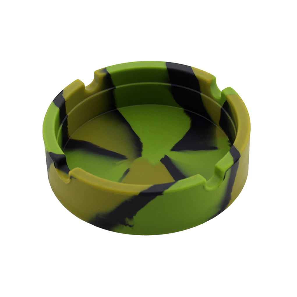 Portable Round Rubber Camouflage Silicone Luminous Fluorescent Ashtray 