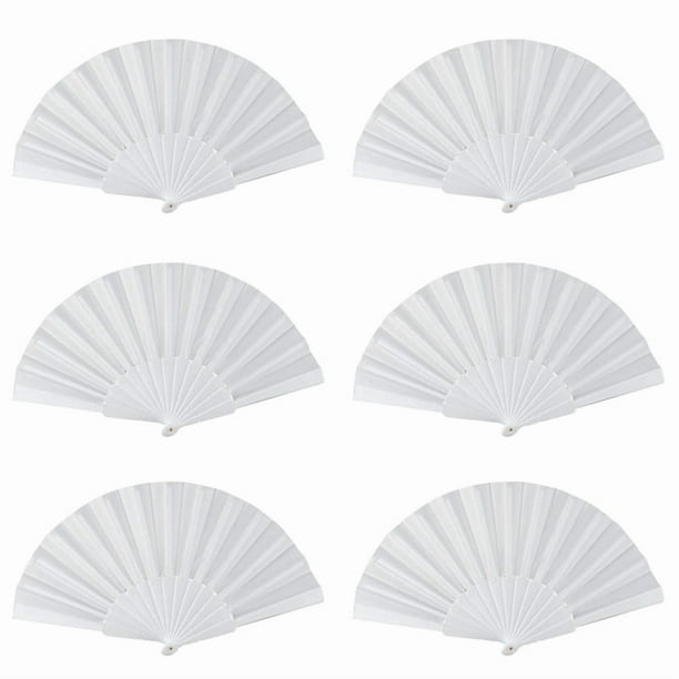 6X Ventilador De Mano Plegable De Plastico Y Tela Para Senoras Y Hombres
