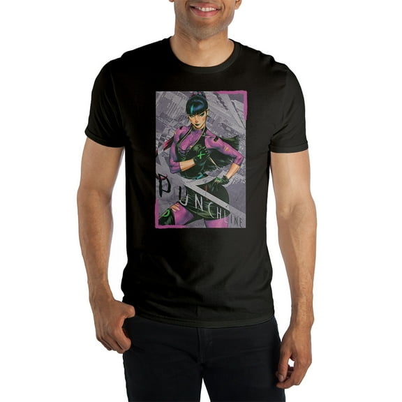 DC Comic Book Batman Punchline Mens Black Short Sleeve Graphic Tee Shirt-M
