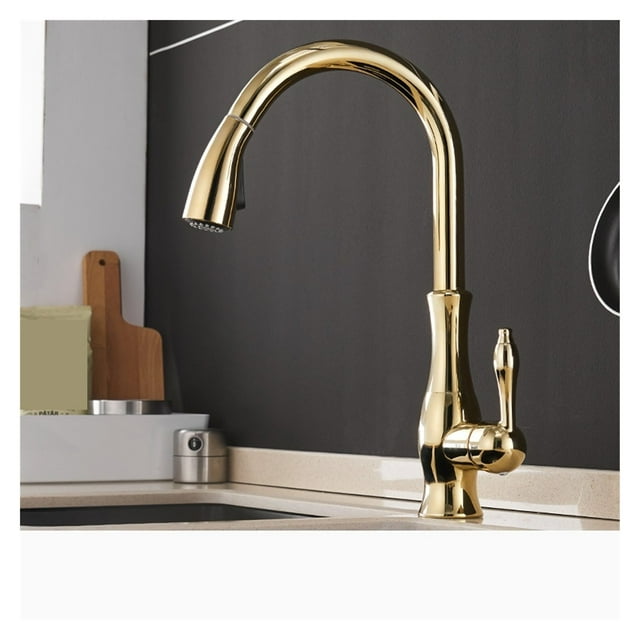 Gold Kitchen Faucets Silver Single Handle Pull Out Kitchen Tap Single Hole Handle Swivel Degree Water Mixer Tap Mixer Tap ,Effortless Installation
