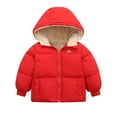thumbnail image 2 of Godderr Girls Boys Winter Fleece Coat for Kids Baby,Toddler Short Cotton Jacket Bear Ear Hooded Thick Outerwear Down Padded Cotton Jacket with Pocket for 1-7Y, 2 of 7