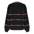 thumbnail image 6 of Ounisa Women's V Neck Striped Color Block Sweater Drop Shoulder Long Sleeve Trendy Pullovers Knitwear, 6 of 7