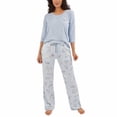 thumbnail image 2 of Munki Munki Ladies' Costco Print Pajama Set 3-piece, Sky Blue XL - NEW, 2 of 4