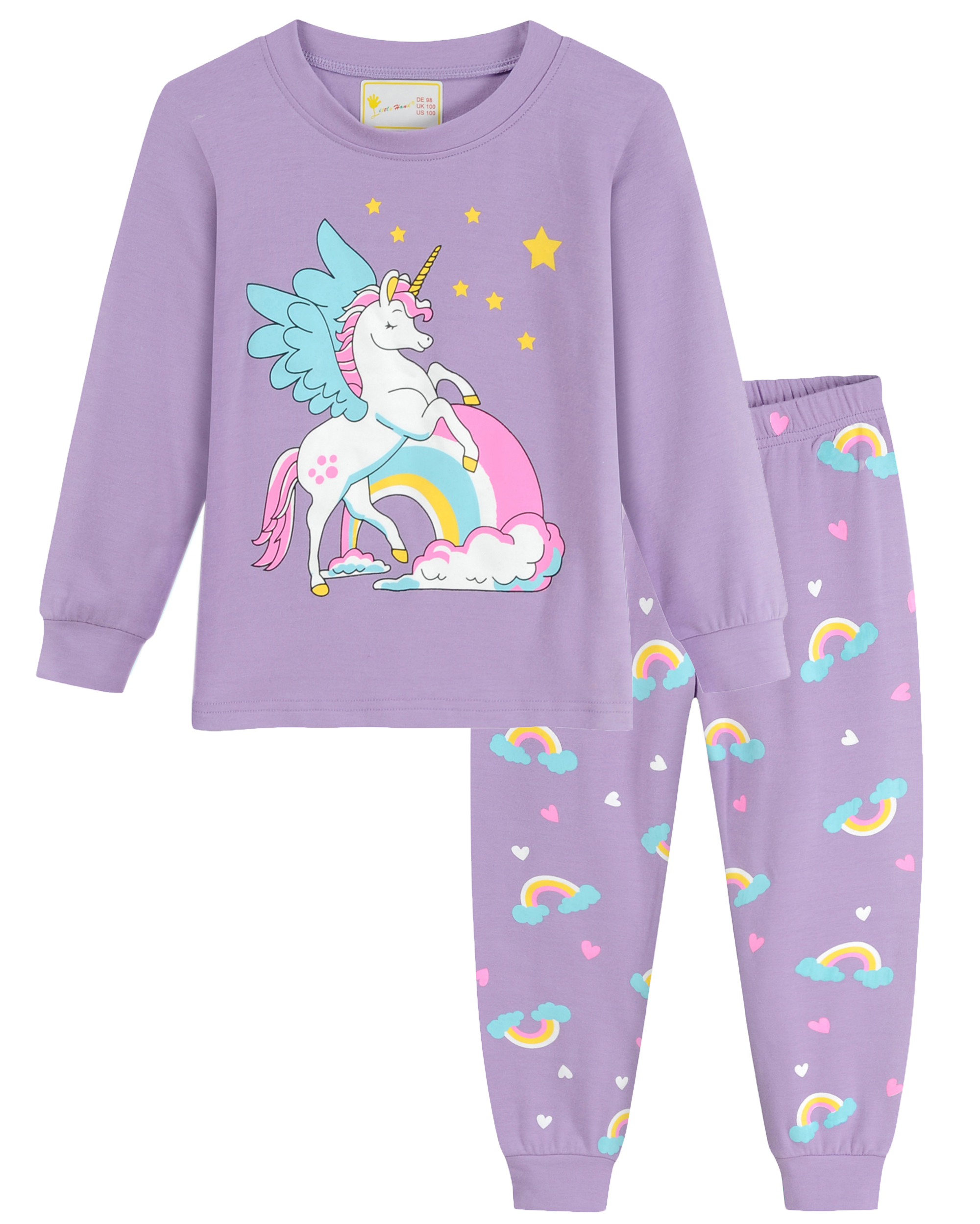 Little hand Toddler Girls Unicorn Pajamas Long Sleeve Tops  Pants Pajama  Set 6t
