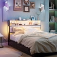 thumbnail image 3 of PAKASEPT Headboard for Queen Size Bed Frame, Queen Headboard with Outlets, USB Ports and LED Light, Headboards with Storage, Sturdy and Stable, Queen Headboard Only, Height Adjustable, White, 3 of 8