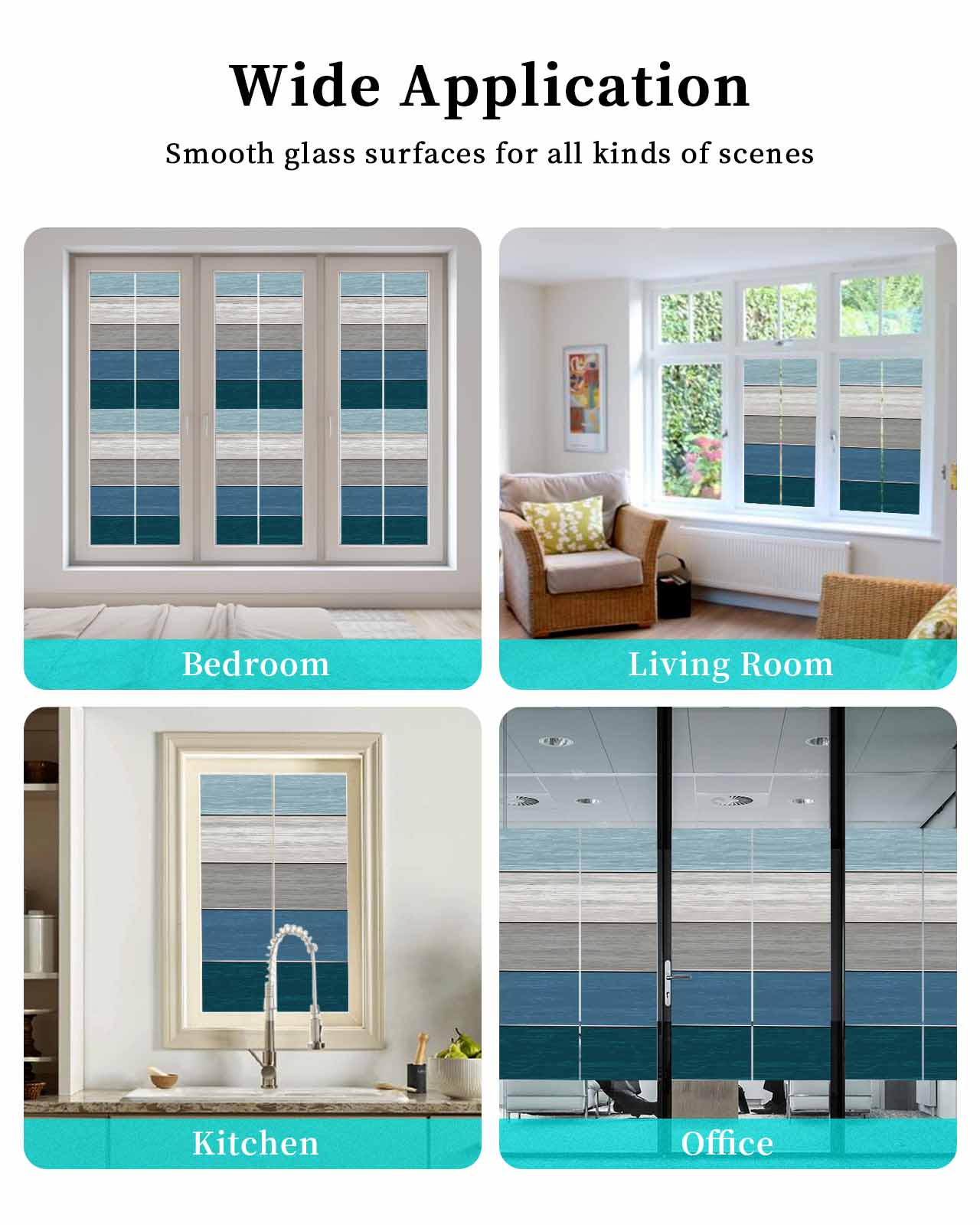 Blue Ombre Wooden Window Privacy Film Stained Glass Window Film Decorative Windows Cover Static Windows Cling for Glass Door Farmhouse Retro Wood Gradient Stickers for Bathroom 29.5"x78.7"