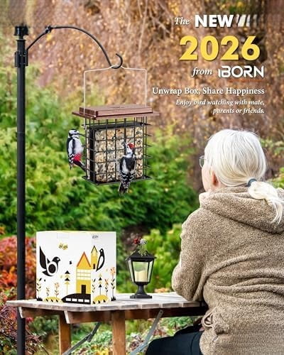 Double Suet Feeder for Outside Hanging,Weatherproof Suet Feeders,Suet Holder with Taller Grid for Woodpecker, Suet Cage Bird Feeders for Outdoors (Coffee, 6 Inch,1 Pack)