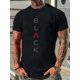 thumbnail image 1 of Camisetas de manga corta con estampado de letras negras para hombre, cómodas y casuales, con cuello redondo elástico, para actividades al aire libre, camisetas deportivas de ocio., 1 of 5