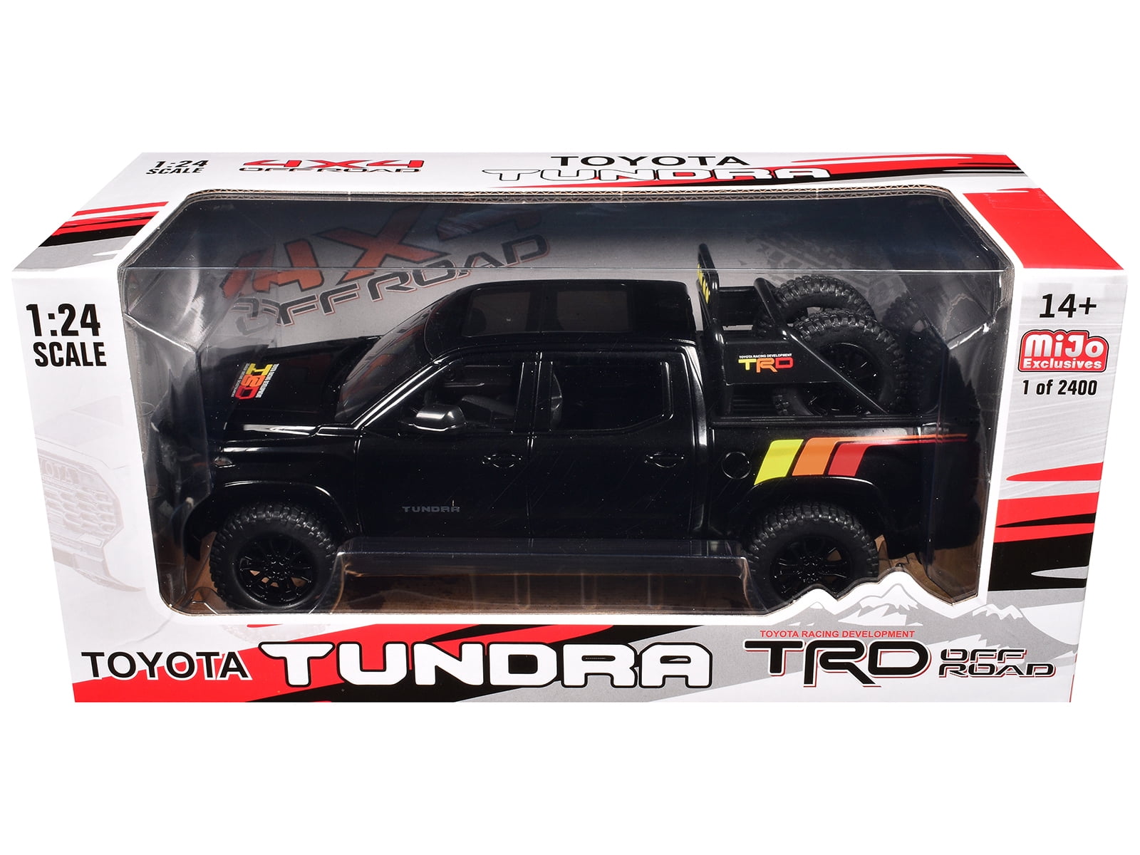 2023 Toyota Tundra TRD 4x4 Pickup Truck Black with TRD Stripes with Sunroof and Wheel Rack Limited Ed 1/24 Diecast Model Car
