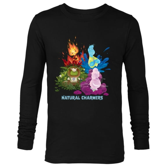 Disney and Pixar’s Elemental Chemical Reaction Ember & Wade - Long Sleeve T-Shirt for Men - Customized-Black