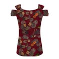 thumbnail image 5 of Fiudx Tops para Mujer Blusas Plegables con Cuello En V para Mujer, Camisas con Hombros Descubiertos, Top de Manga Corta Estampado, 5 of 5