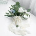 thumbnail image 4 of Langgg White Silk Rose Cascading Bouquets Exquisite Ribbon Tassel Photo Props, 4 of 9