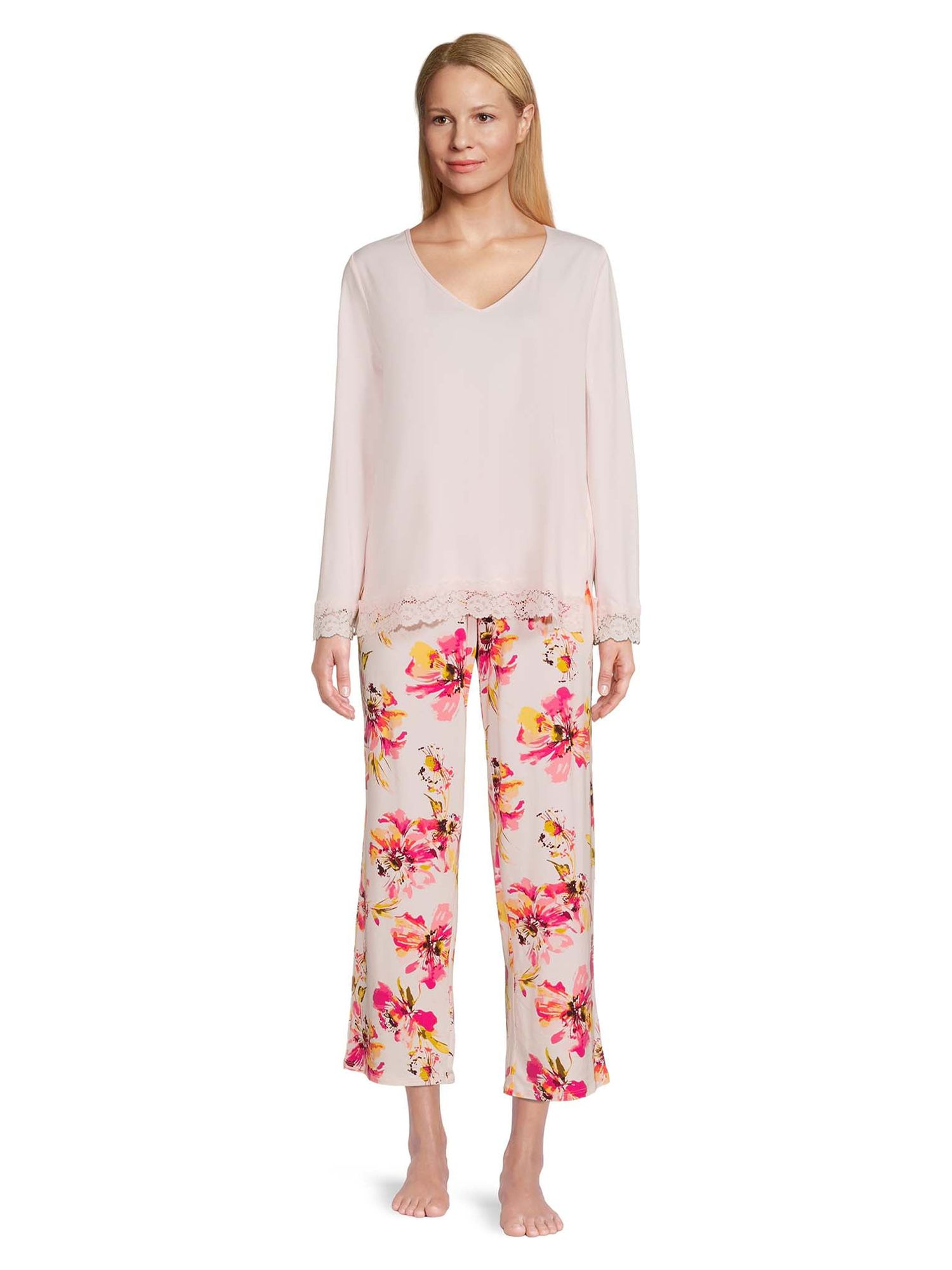 The Pioneer Woman Long Sleeve Top with Lace and Pants Pajama Set, 2-Piece, Women's - image 3 of 6