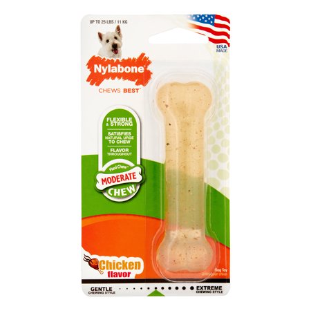 UPC: 0018214778165 | Nylabone Moderate FlexiChew Chicken Flavored Dry Bone Dog Chew Toy Regular