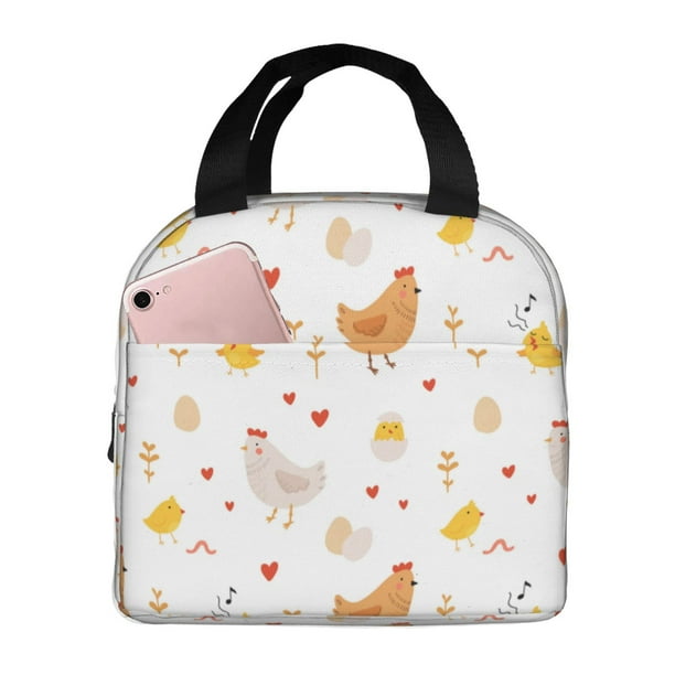 Easygdp Funny Chicken Bolsa Térmica Premium - Tela Oxford Impermeable, Gran Capacidad, Bolsillo Frontal, Unisex para Trabajo, Escuela, Actividades al Aire Libre y Picnics